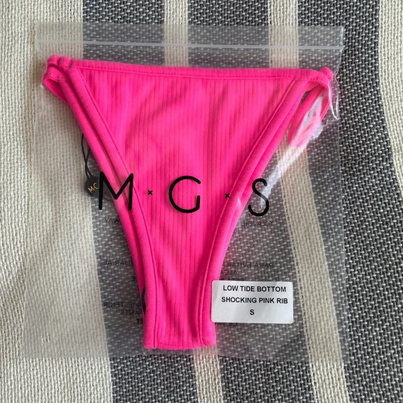 MGS Low Tide Bikini Bottom Shocking Pink Rib S NWT - Picture 6 of 9